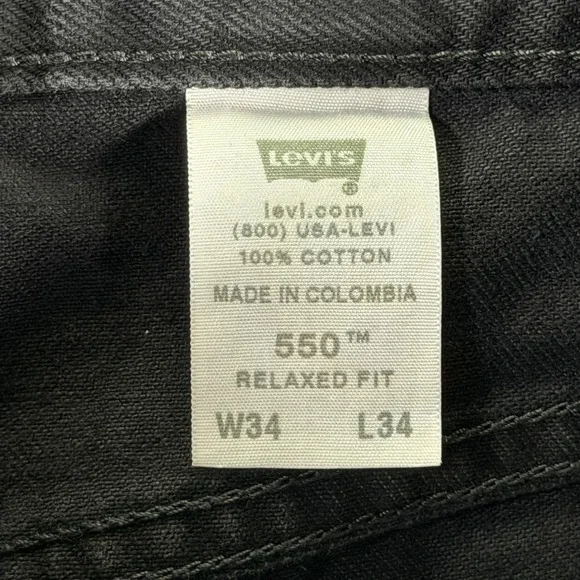 Vintage Levis 550 Relaxed Fit‎ Jeans Mens W34 L34 Black Denim Pants Y2K - Picture 11 of 15